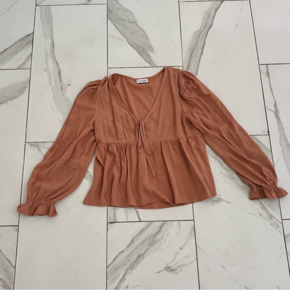 Miss Selfridge Tie front peplum top